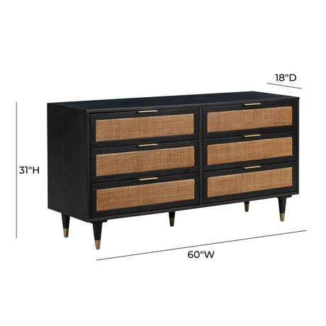 Sierra Cane 6 Drawer Dresser by TOV Furniture at Eve Furniture