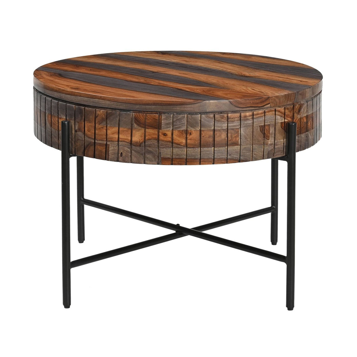 Sierraville 28" Round Coffee Table with Storage in Capri Sheesham by Home Trends & Design at Eve Furniture