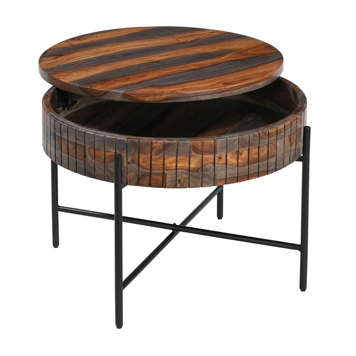 Sierraville 28" Round Coffee Table with Storage in Capri Sheesham by Home Trends & Design at Eve Furniture