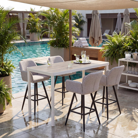 Sieve Beige Outdoor Swivel Barstool by Zuomod at Eve Furniture