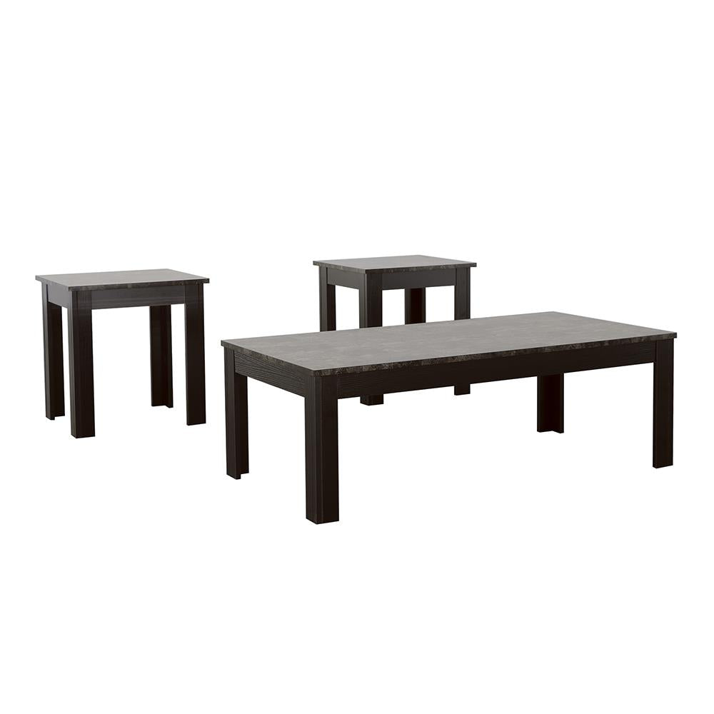 Silas 3-Piece Faux-marble Top Occasional Table Set Black