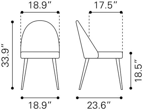 Silloth Brown Armless Dining Chair (Set of 2) by Zuomod at Eve Furniture