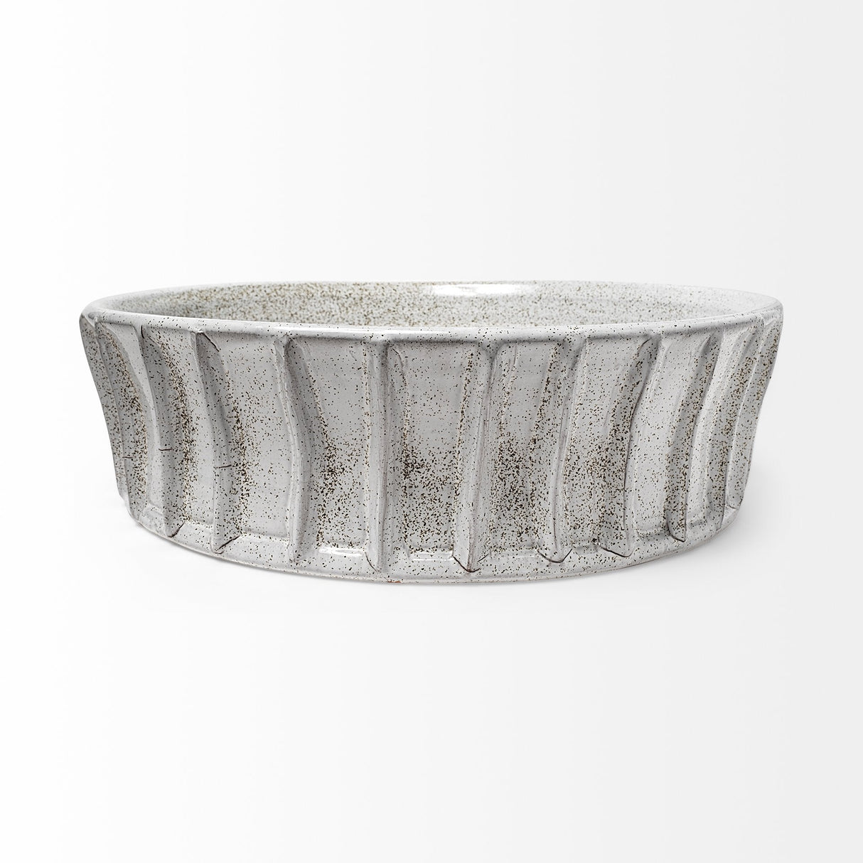 Silone (Large) 16L x 16W White Ceramic Bowl by Mercana at Eve Furniture