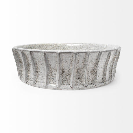 Silone (Large) White Ceramic Bowl by Mercana at Eve Furniture