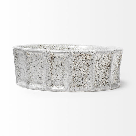 Silone (Small) White Ceramic Bowl by Mercana at Eve Furniture