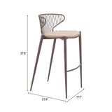 Silues Taupe & Brown Barstool (Set of 2) by Zuomod at Eve Furniture