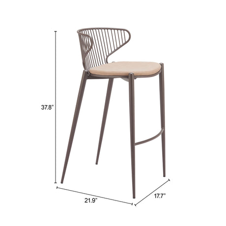 Silues Taupe & Brown Barstool (Set of 2) by Zuomod at Eve Furniture