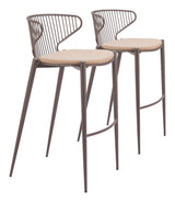 Silues Taupe & Brown Barstool (Set of 2) by Zuomod at Eve Furniture