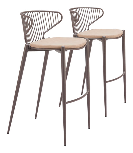 Silues Taupe & Brown Barstool (Set of 2) by Zuomod at Eve Furniture