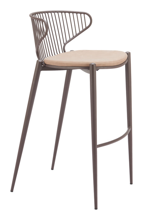 Silues Taupe & Brown Barstool (Set of 2) by Zuomod at Eve Furniture