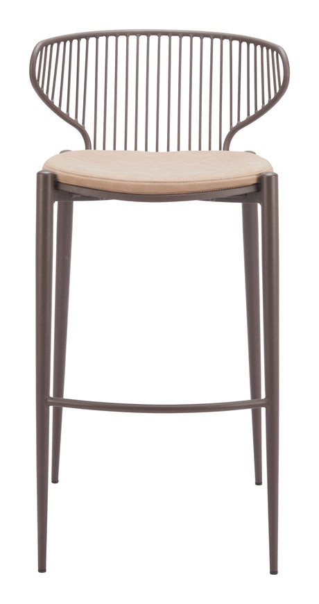 Silues Taupe & Brown Barstool (Set of 2) by Zuomod at Eve Furniture