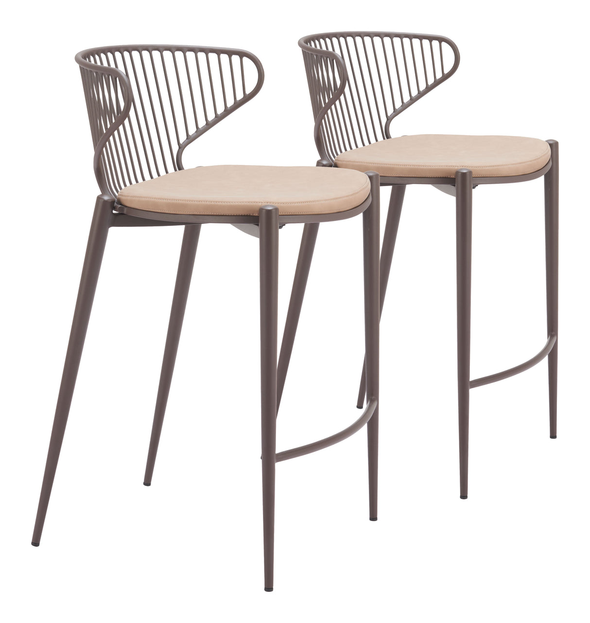 Silues Taupe & Brown Counter Stool (Set of 2) by Zuomod at Eve Furniture