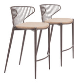Silues Taupe & Brown Counter Stool (Set of 2) by Zuomod at Eve Furniture