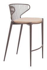 Silues Taupe & Brown Counter Stool (Set of 2) by Zuomod at Eve Furniture