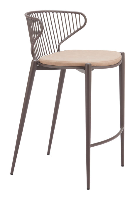 Silues Taupe & Brown Counter Stool (Set of 2) by Zuomod at Eve Furniture
