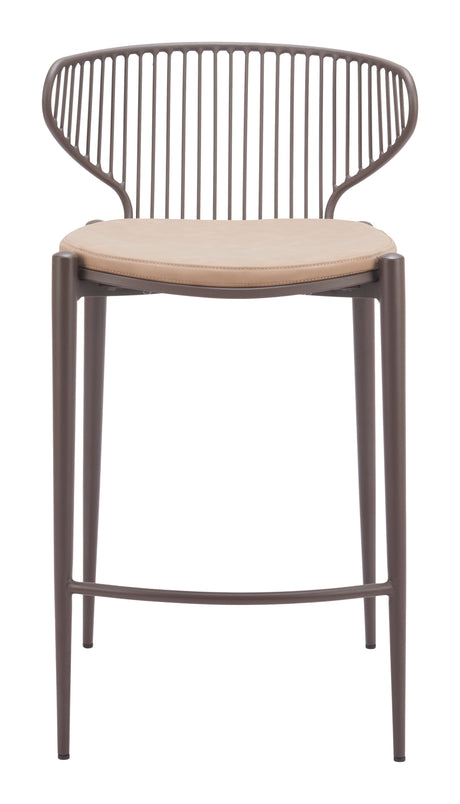 Silues Taupe & Brown Counter Stool (Set of 2) by Zuomod at Eve Furniture