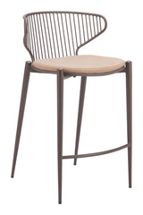 Silues Taupe & Brown Counter Stool (Set of 2) by Zuomod at Eve Furniture