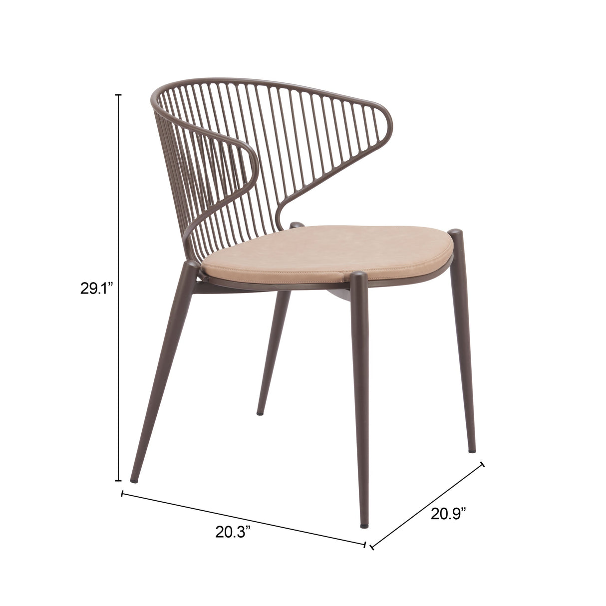 Silues Taupe & Brown Dining Chair (Set of 2) by Zuomod at Eve Furniture