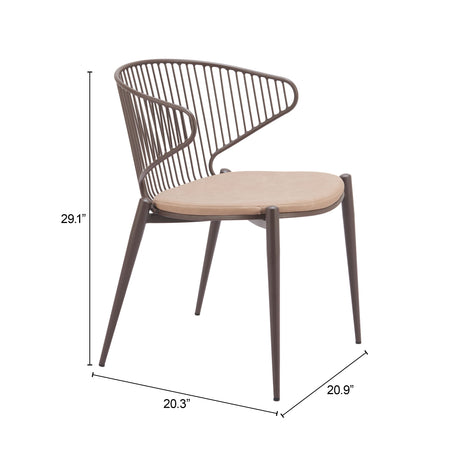 Silues Taupe & Brown Dining Chair (Set of 2) by Zuomod at Eve Furniture