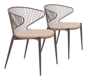 Silues Taupe & Brown Dining Chair (Set of 2) by Zuomod at Eve Furniture