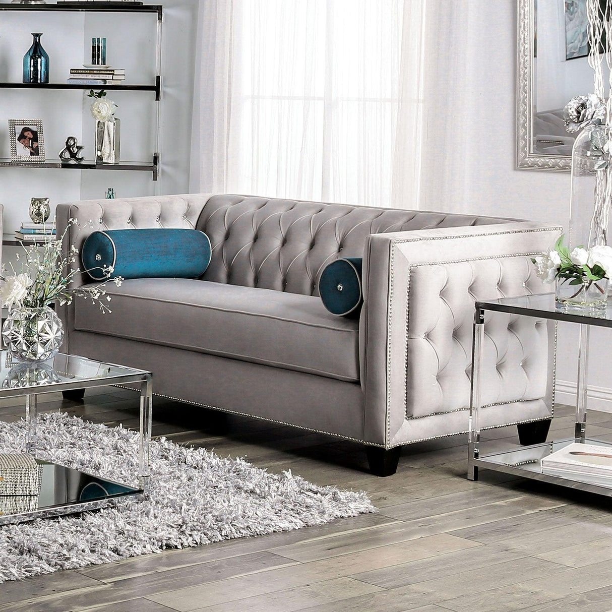 Silvan Gray Loveseat by Furniture of America at Eve Furniture