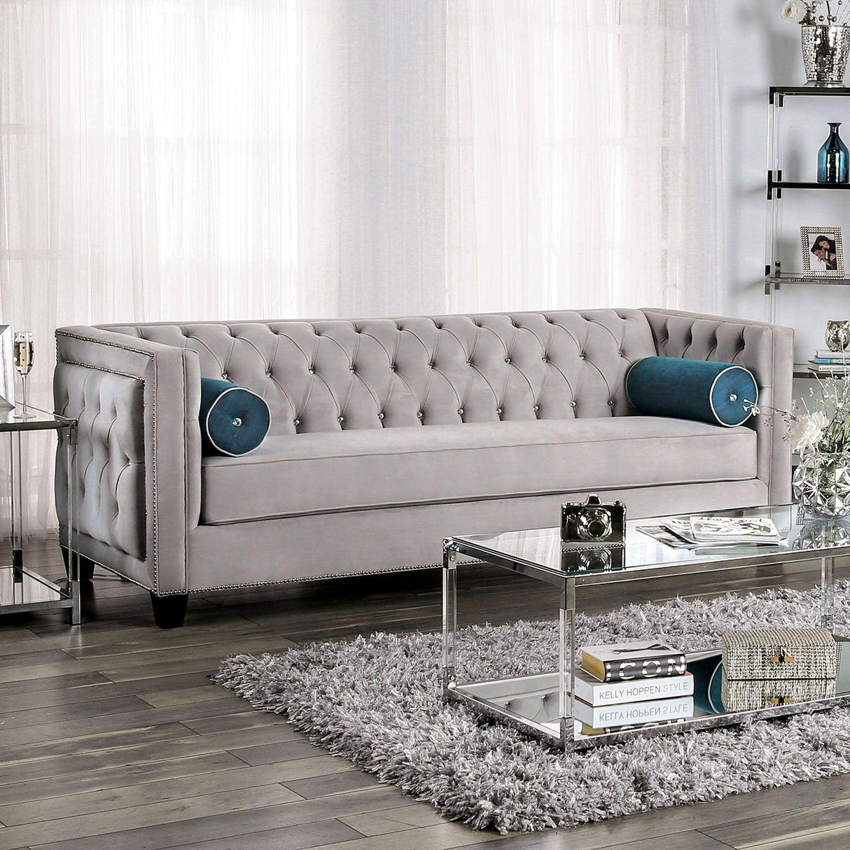 Silvan Gray Sofa by Furniture of America at Eve Furniture