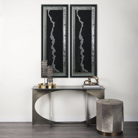 Silver River by Barbara Fleming a Hand Embelished Textured Framed Art Print Matted under Glass by Mercana at Eve Furniture