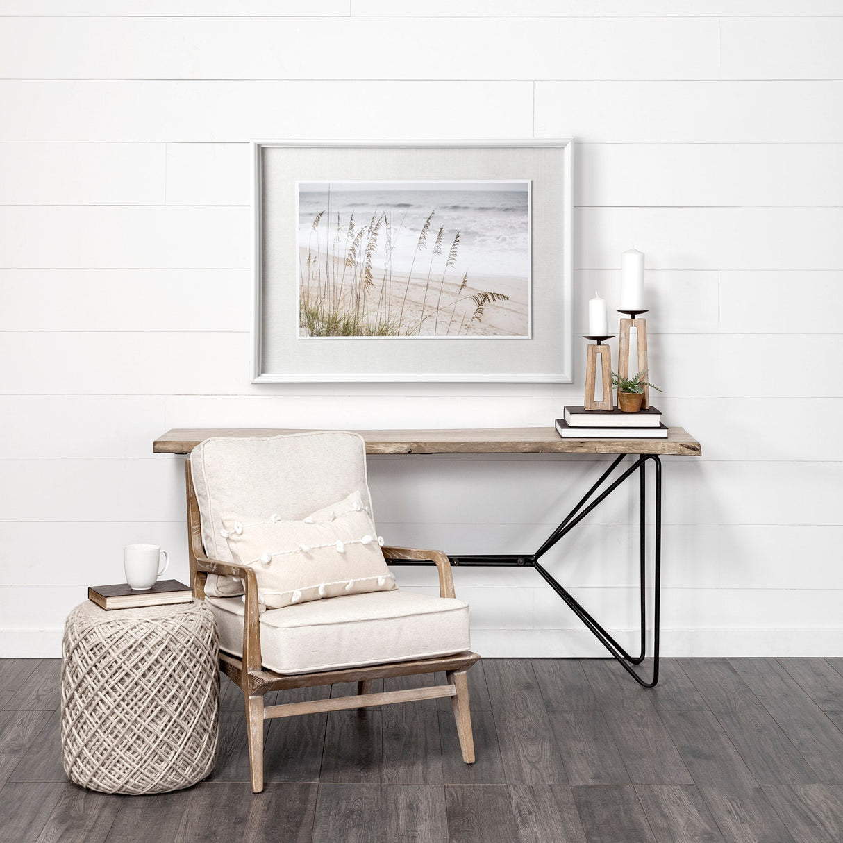 Silver Seagrass by Marlana Semenza a Hand Embellished Textured Framed Photo Art Print Matted under G by Mercana at Eve Furniture