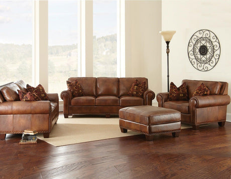 Silverado Camel Top-Grain Leather 4-Piece Set by Steve Silver at Eve Furniture