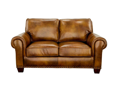 Silverado Camel Top-Grain Leather Loveseat by Steve Silver at Eve Furniture