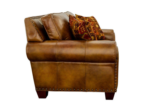 Silverado Camel Top-Grain Leather Loveseat by Steve Silver at Eve Furniture