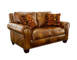 Silverado Camel Top-Grain Leather Loveseat by Steve Silver at Eve Furniture