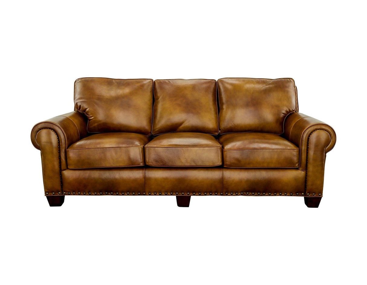 Silverado Camel Top-Grain Leather Sofa by Steve Silver at Eve Furniture