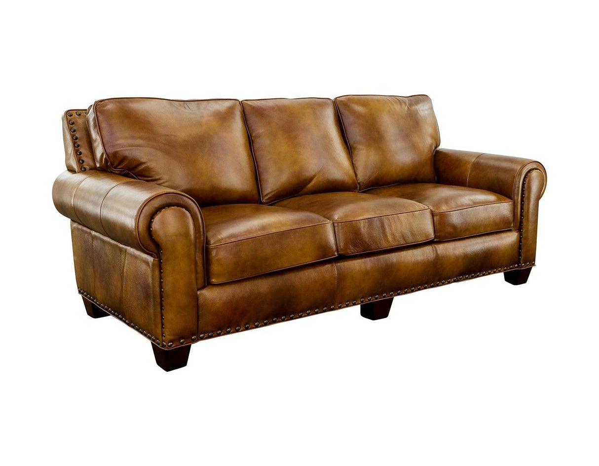 Silverado Camel Top-Grain Leather Sofa by Steve Silver at Eve Furniture