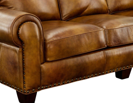 Silverado Camel Top-Grain Leather Sofa by Steve Silver at Eve Furniture