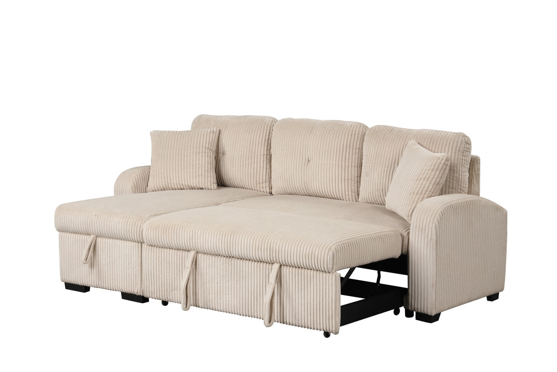 Silvia Beige - Sectional With Pull-Out Bed