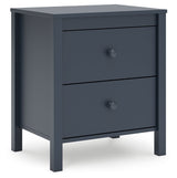 Simmenfort Full Panel Headboard with 2 Nightstands in Navy Blue