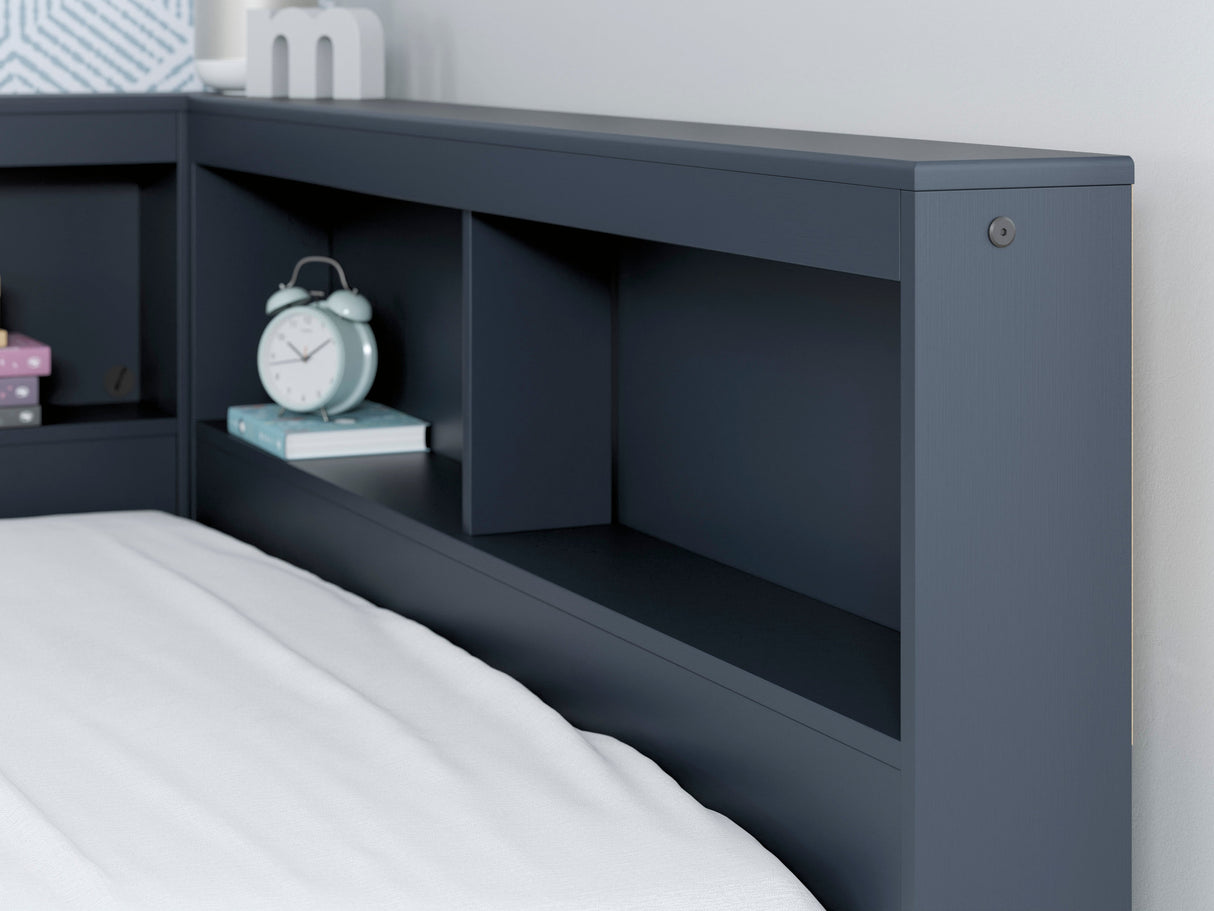 Simmenfort Navy Blue Full Bookcase Corner Storage Bed by Ashley at Eve Furniture
