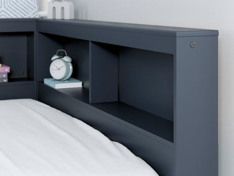 Simmenfort Navy Blue Full Bookcase Corner Storage Bed by Ashley at Eve Furniture