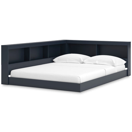 Simmenfort Navy Blue Full Bookcase Corner Storage Bed by Ashley at Eve Furniture