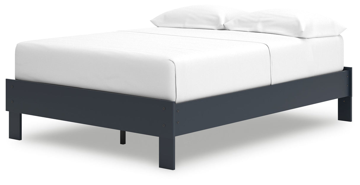 Simmenfort Navy Blue Full Platform Bed