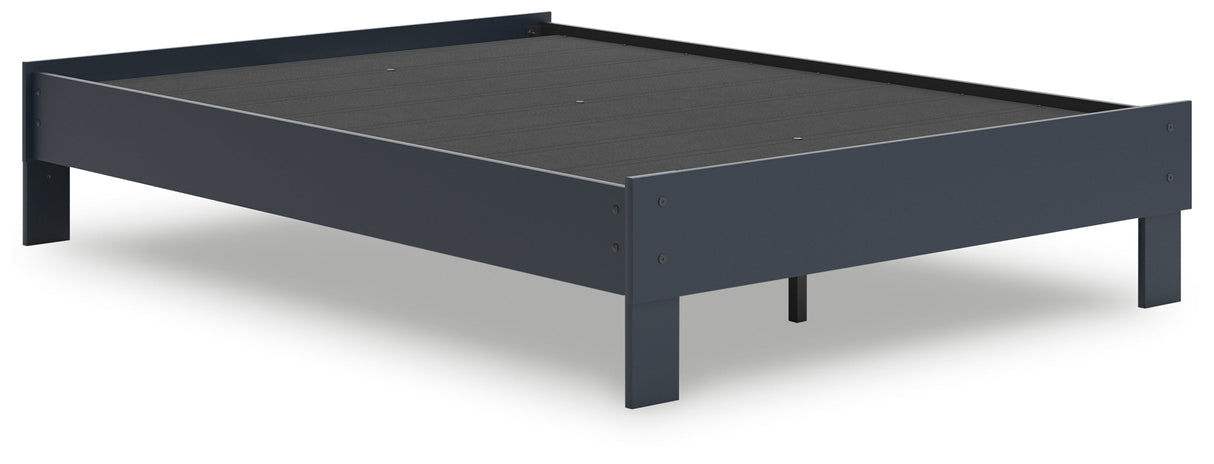 Simmenfort Navy Blue Full Platform Bed