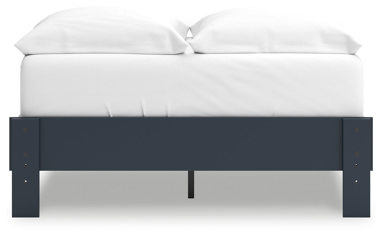 Simmenfort Navy Blue Full Platform Bed