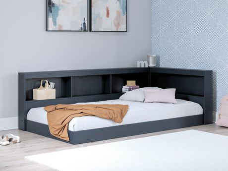Simmenfort Navy Blue Twin Bookcase Corner Storage Bed by Ashley at Eve Furniture