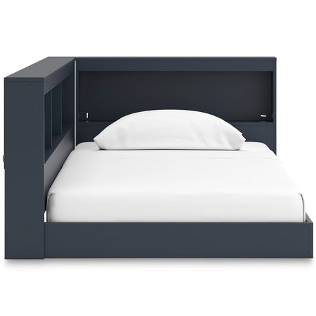 Simmenfort Navy Blue Twin Bookcase Corner Storage Bed by Ashley at Eve Furniture