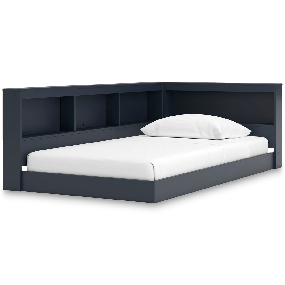 Simmenfort Navy Blue Twin Bookcase Corner Storage Bed by Ashley at Eve Furniture