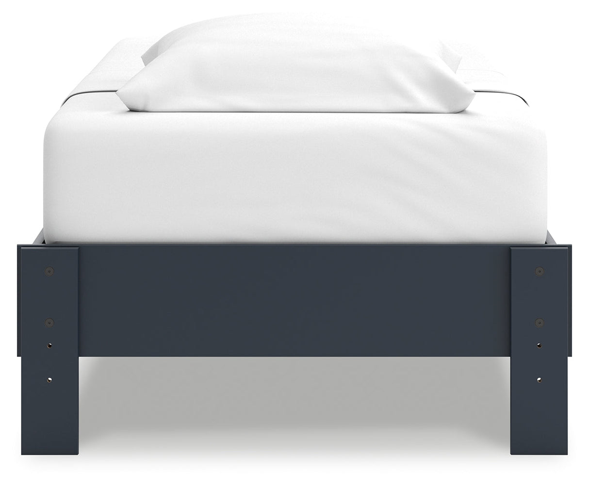 Simmenfort Navy Blue Twin Platform Base Bed by Ashley at Eve Furniture