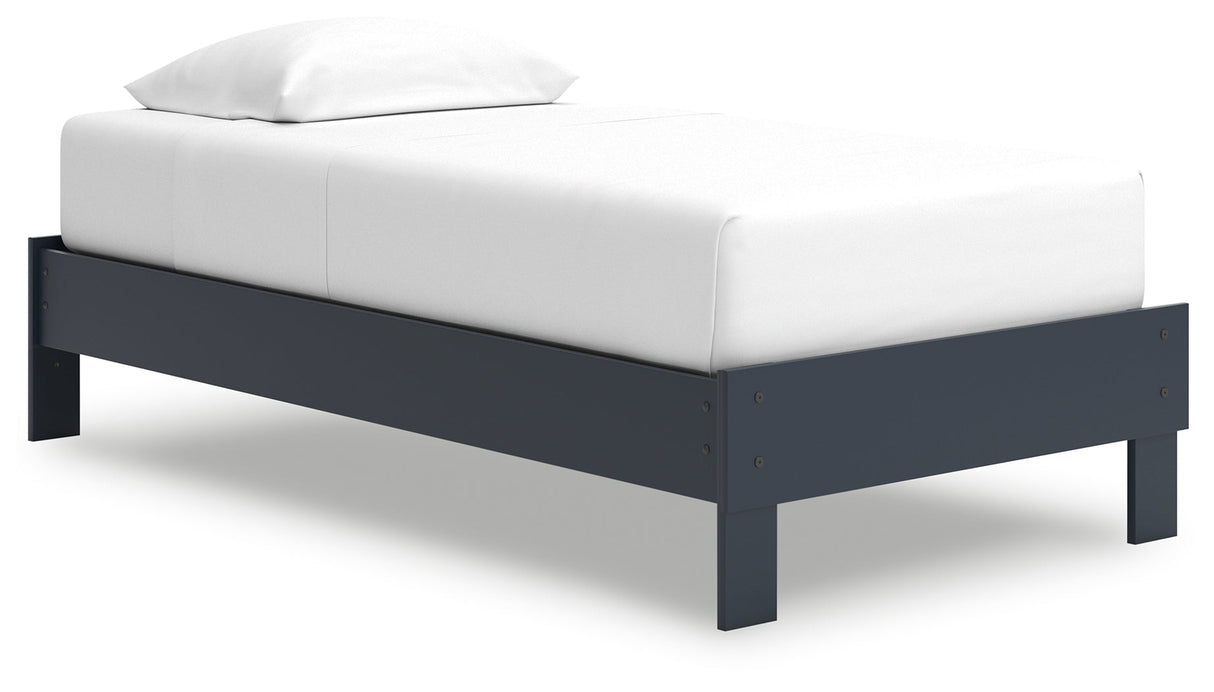 Simmenfort Navy Blue Twin Platform Bed