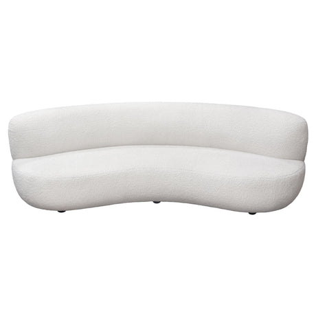 Simone Curved Sofa in White Faux Sheepskin Fabric by Diamond Sofa at Eve Furniture