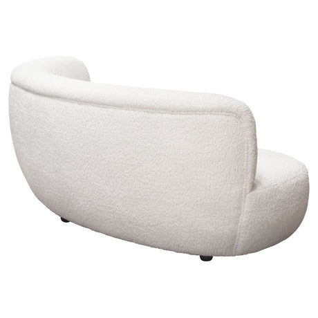 Simone Curved Sofa in White Faux Sheepskin Fabric by Diamond Sofa at Eve Furniture